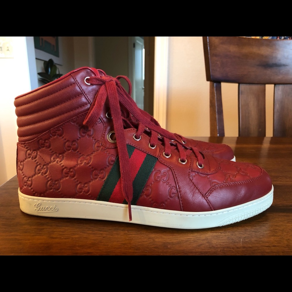 GUCCI Men’s Red High Top Sneaker Mir Soft Size 11